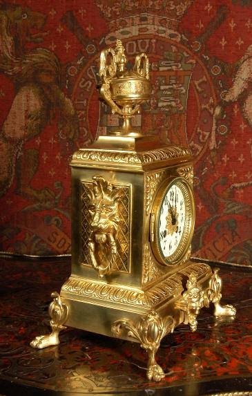 fig 4. ***** SOLD ***** Japy Freres Antique French Brass Table Clock. French - Circa 1870